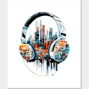 Headphone Urbain World Fun Musical Life City Skylines Posters and Art